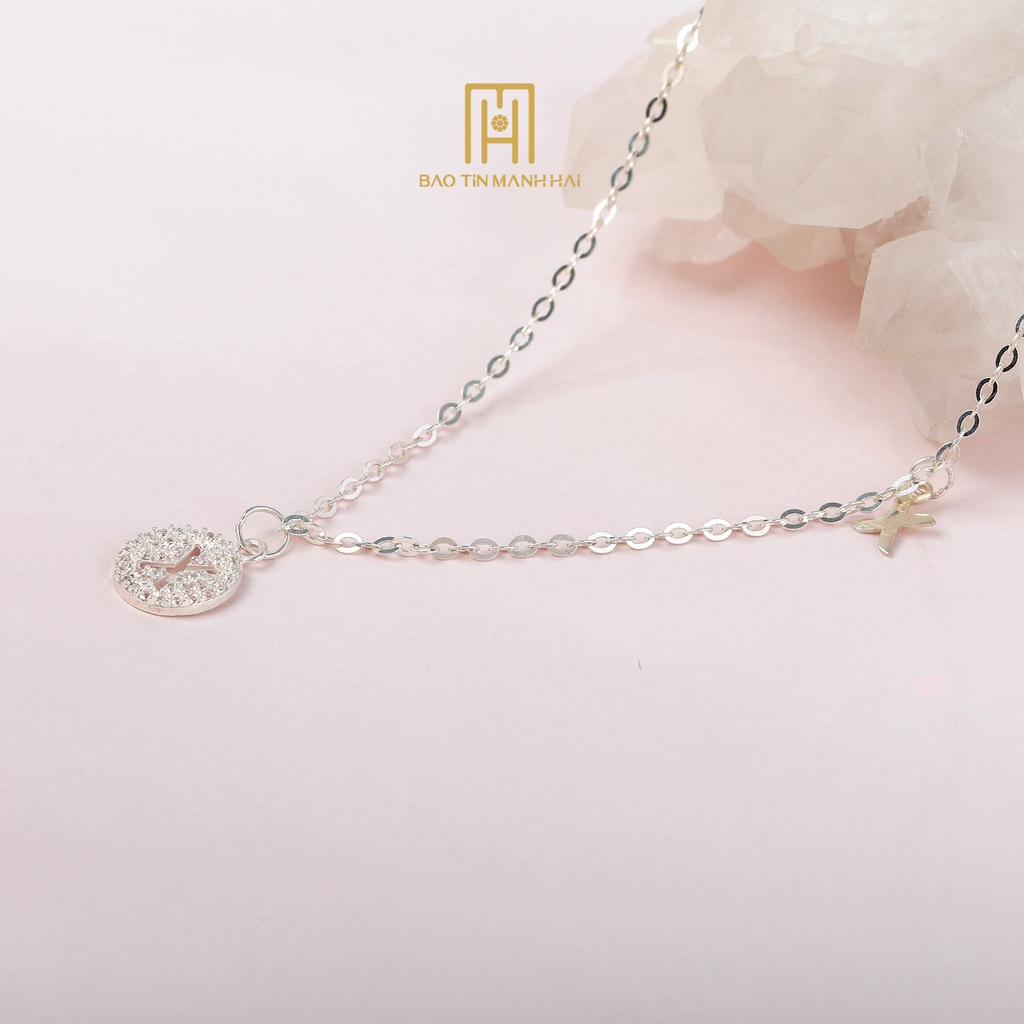 Dây chuyền Bạc ta hình tròn chữ X phong cách Hàn Quốc DB05 Bảo Tín Mạnh Hải