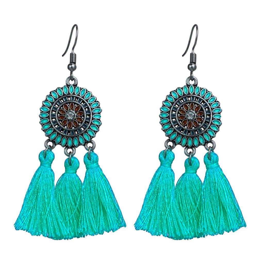 Hoa tai Tua Rua Dáng Dài Hoa Hướng Dương Phong Cách Bohemian