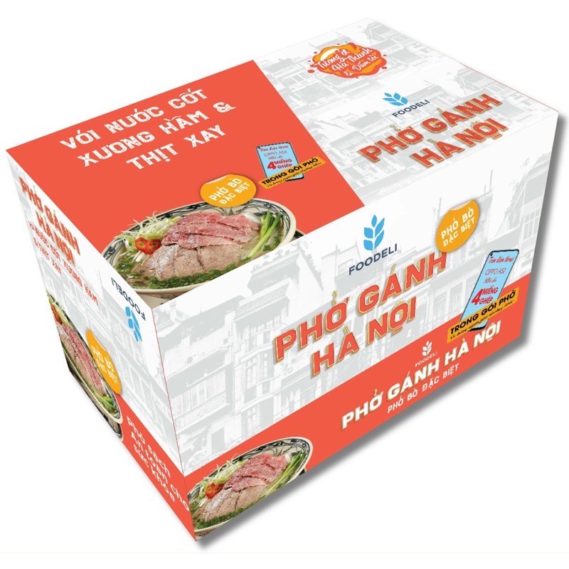 Thùng Phở Gánh Đặc Sản Hà Nội ăn liền - Phở Bò/Gà Đặc Biệt (Thùng 24x75Gr).