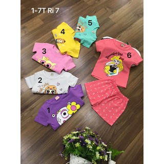 combo bộ và áo váy oshkosh cho bé
