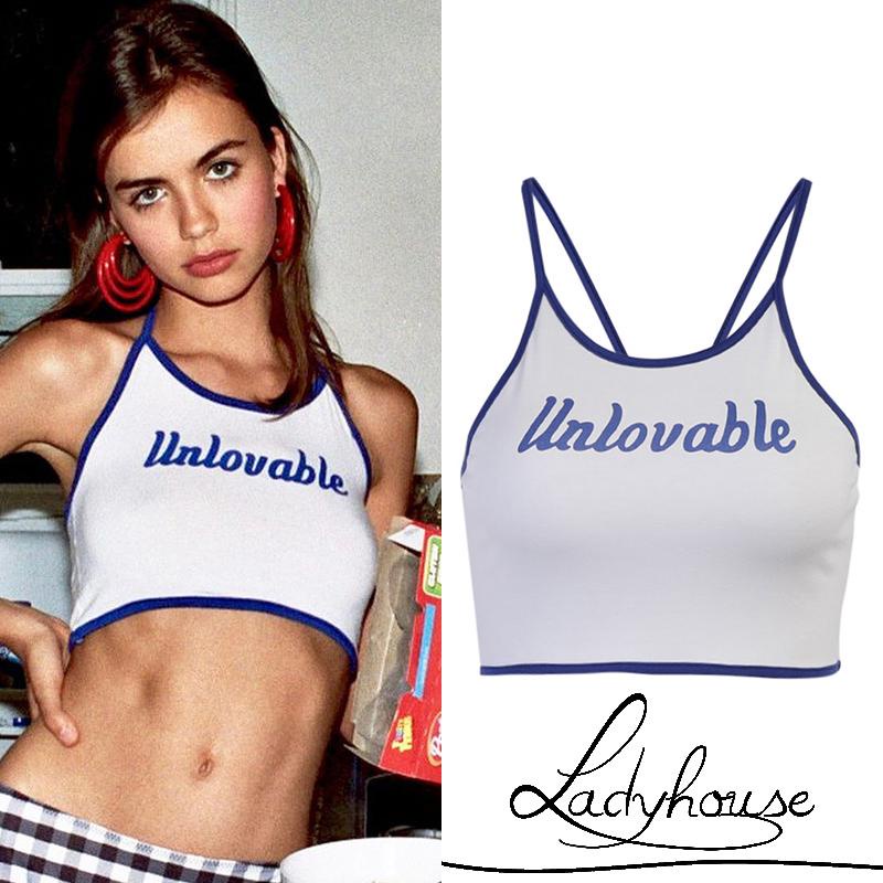 Áo Croptop Hai Dây Ôm Dáng In Chữ Thời Trang Cho Nữ