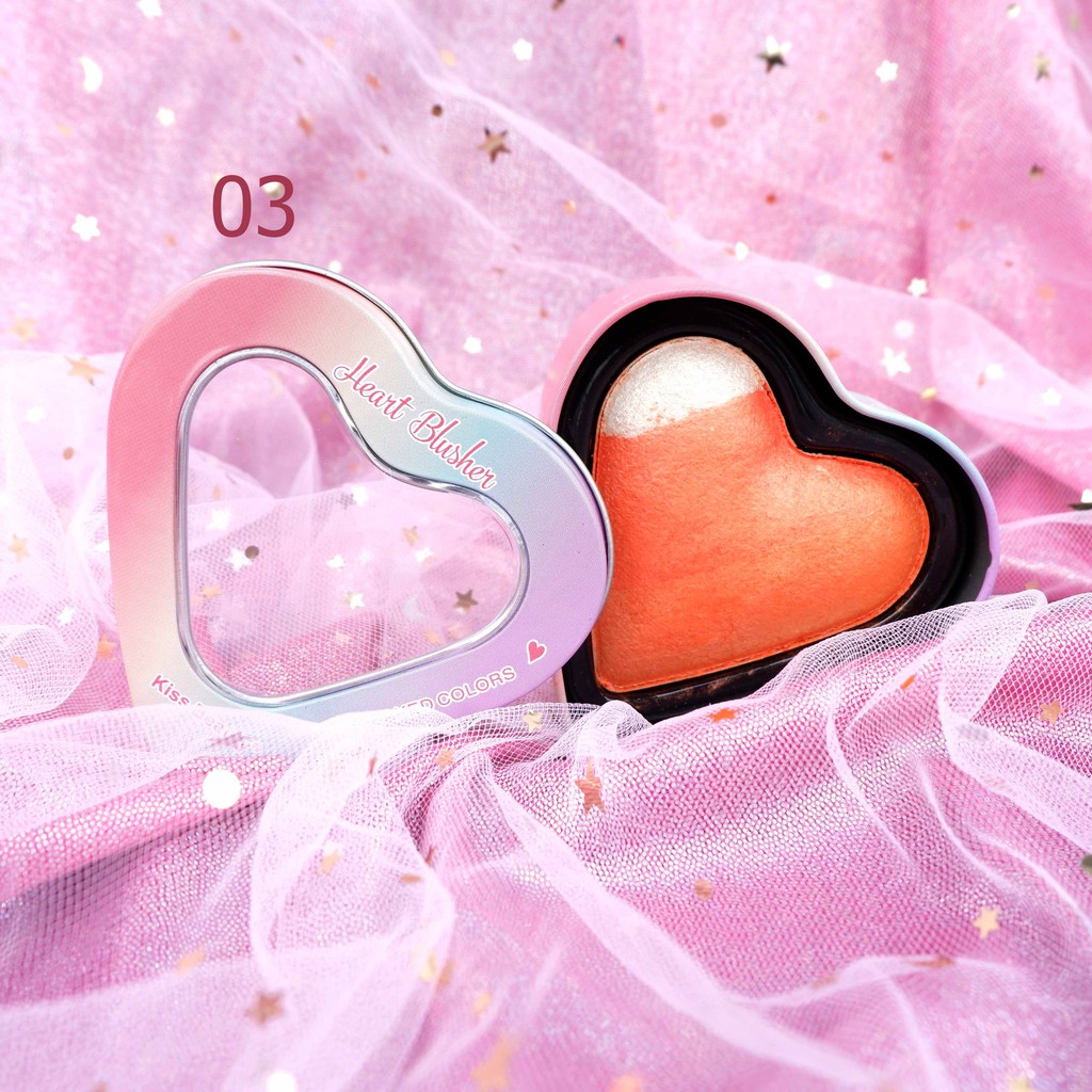 Phấn má kiêm bắt sáng thiết kế hộp thiếc cao cấp Kiss Beauty Heart Blusher 8g NPP Shoptido