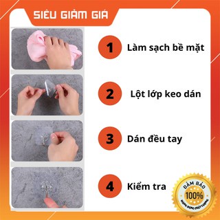 Móc dán tường 6x6 cm siêu dính, trong suốt chịu lực tốt, móc treo tường chắc chắn