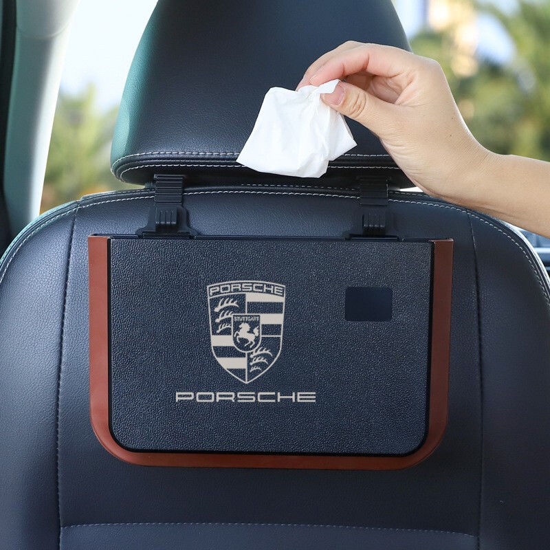 Porsche Thùng Rác Treo Phía Sau Ghế Ngồi Xe Hơi Có Thể Gấp Gọn Tiện Lợi