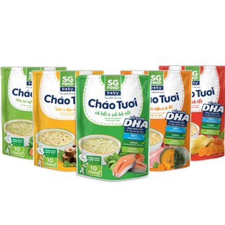 Lốc 55 - Combo 5 Cháo Tươi Baby Sài Gòn Food 240g (Gà, Thịt Bằm, Tôm, Lươn, Cá Hồi)