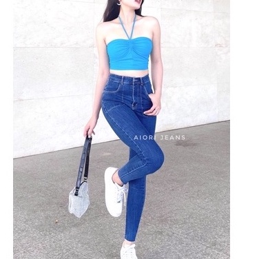 Quần Jean Nữ Aiori Lưng Cao Skinny Jeans Quần Bò Nữ Cạp Cao Dáng Ôm Dài Túi Kiểu Thời Trang_Mã D0636
