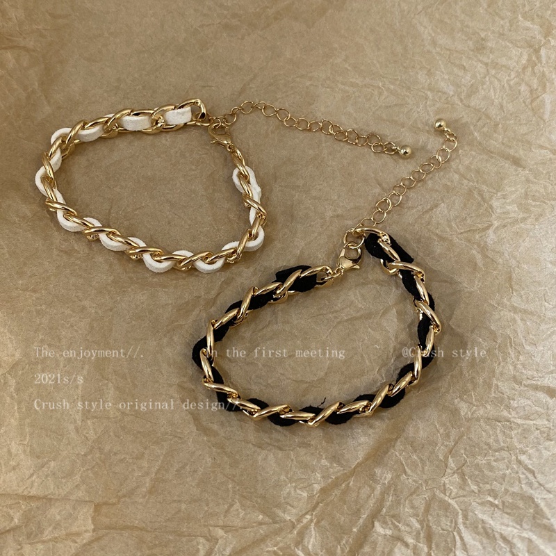 Vòng đeo tay IF ME dây bện màu vàng đen thời trang cho nữ