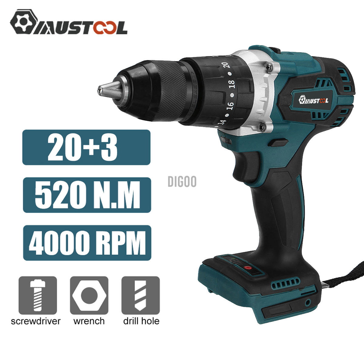 MAKITA Máy Khoan Điện Cầm Tay 3 Trong 1 520nm 20 + 3 Có Đèn Led