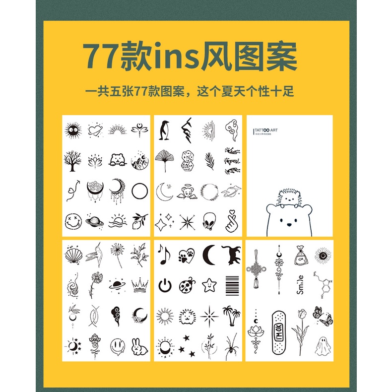 Miếng Dán Hình Xăm Tạm Thời Chống Thấm Nước Họa Tiết Dễ Thương/Hình Xăm Dán Tạm Thời Lâu Trôi 15 Ngày Mini Chống Thấm Nước