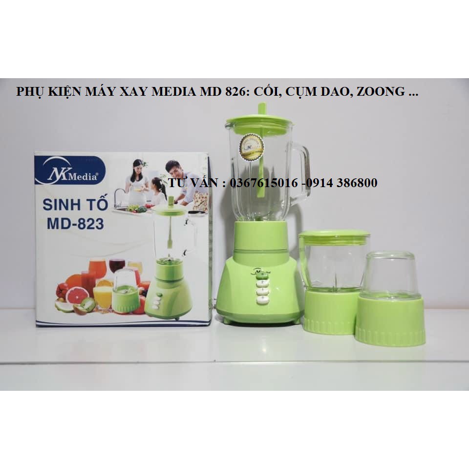 [Mã ELHA22 giảm 5% đơn 300K] Phụ kiện máy xay media MD826 - cối thủy tinh sinh tố, cối nhỏ, cối nhỡ, cụm dao, gioăng...