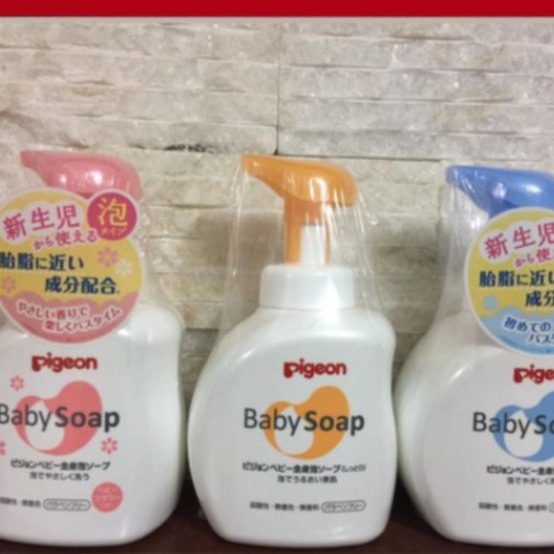 Sữa Tắm Trẻ Em Pigeon Baby Soap 500ml Hồng - Xanh - Cam