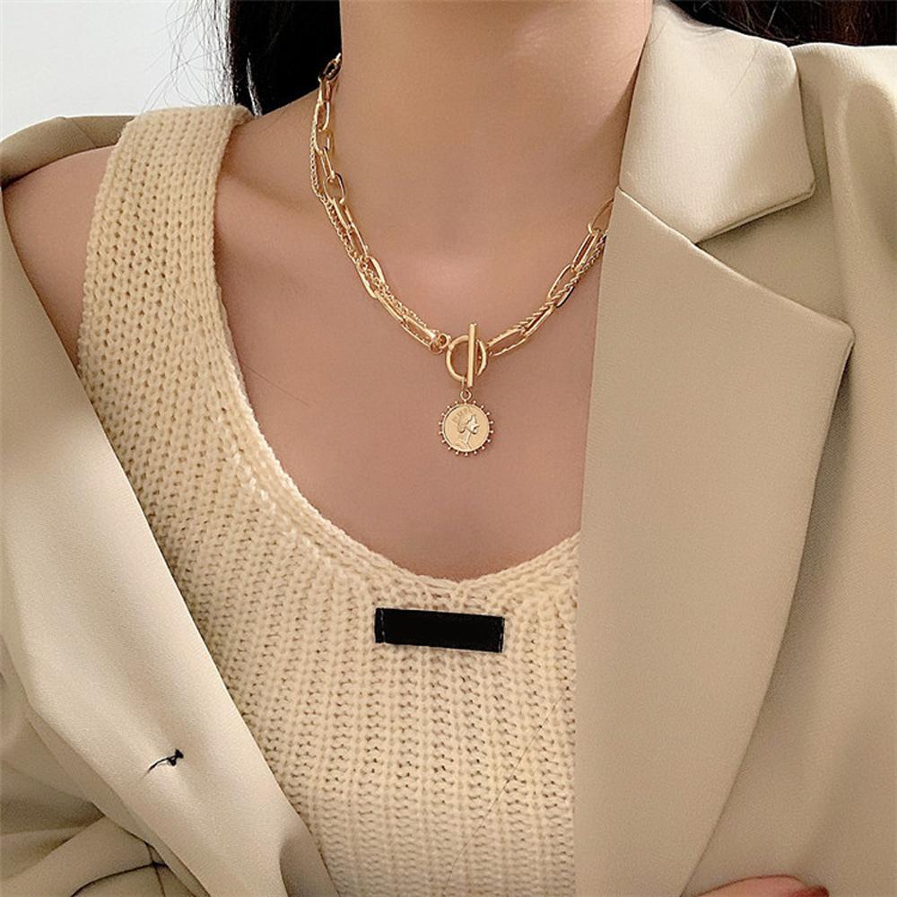 Vòng cổ Hai Lớp Họa Tiết Hình Học Thời Trang Dành Cho Nữ