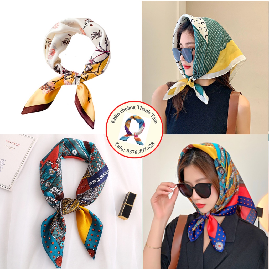 Khăn Lụa Vuông 70- Khăn Turban Badana Quàng Cổ Nữ Công Sở Quấn Tóc Quấn Túi Làm Áo Yếm Lụa Cao Cấp