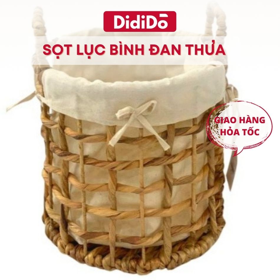 Sọt lục bình đan thưa có vải lót 28cm