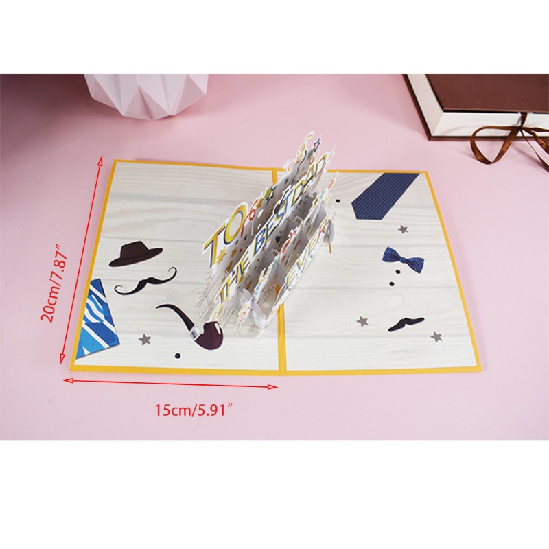 ZUO   3D Pop-Up to the Best Dad Ever Greeting Card for Happy Birthday Father's Day Wedding Kids Baby Shower