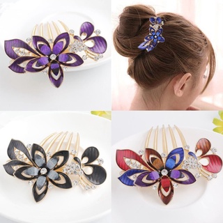Lược cài tóc hình hoa năm răng đính đá zircon thanh lịch