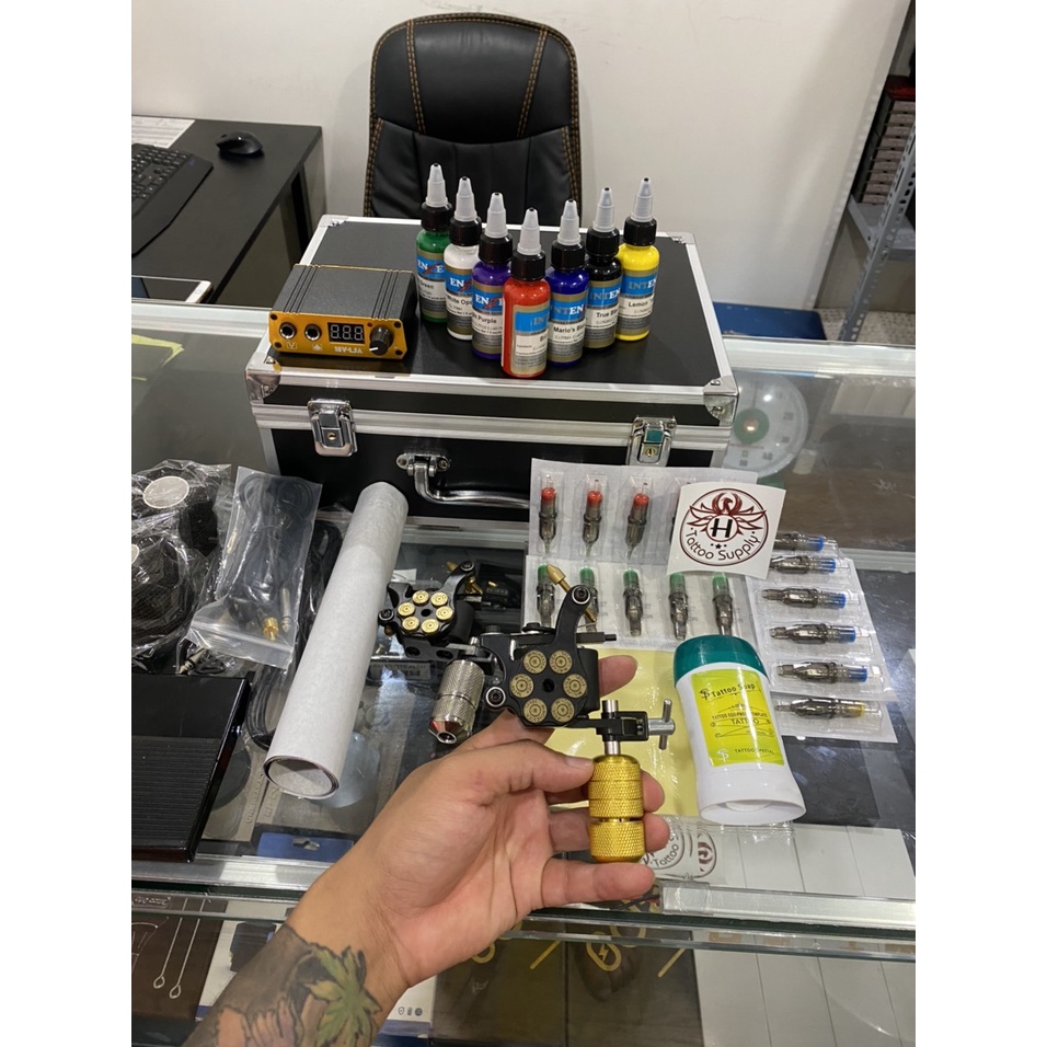 Máy pen xăm hình , bộ dụng cụ học xăm tattoo