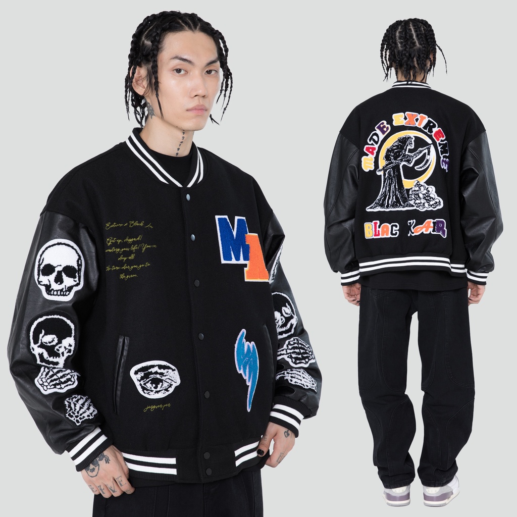 Áo khoác Bomber Made Extreme x Blackair Gothic Embroidered Varsity