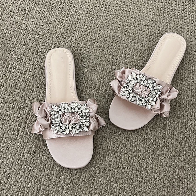 Dép Sandal Một Mảnh Đính Đá Thời Trang Mùa Hè Cho Nữ