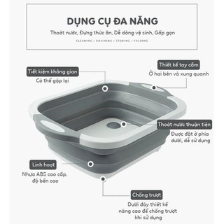 Thớt Kèm Chậu Rổ Gấp Gọn Đa Năng