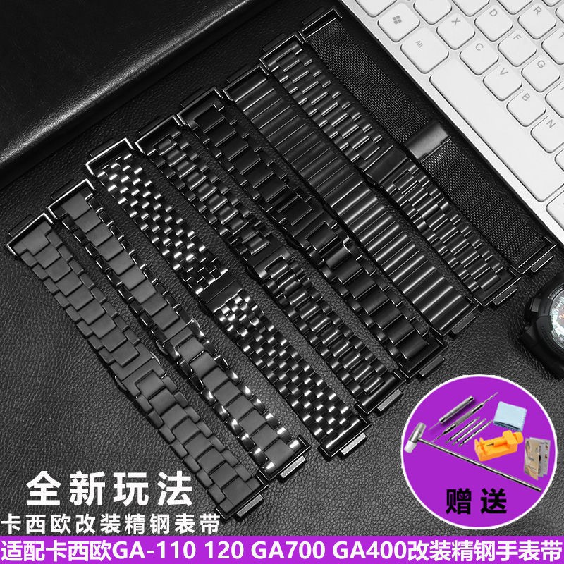 Dây Đeo Đồng Hồ Bằng Thép Không Gỉ Màu Đen Cho Casio G-Shock Ga110 120 Ga400 Ga700