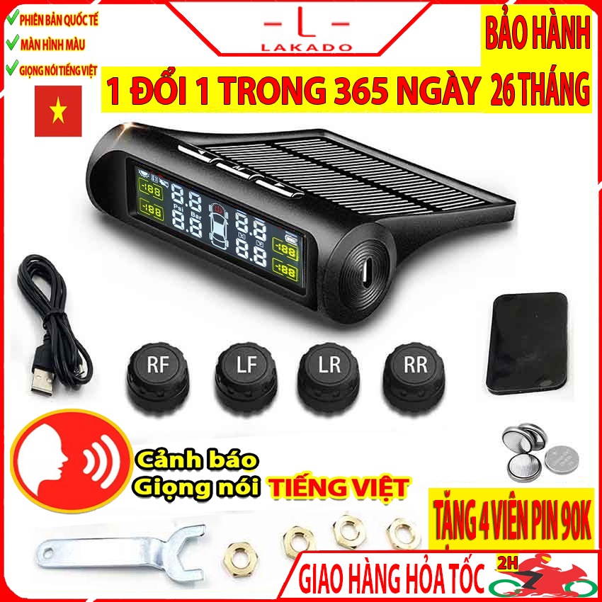 Cảm Biến Áp Suất lốp ô tô TPMS-pin năng lượng mặt trời-chíp chống nước IP67-Bảo Hành 26 Tháng-LAKADO