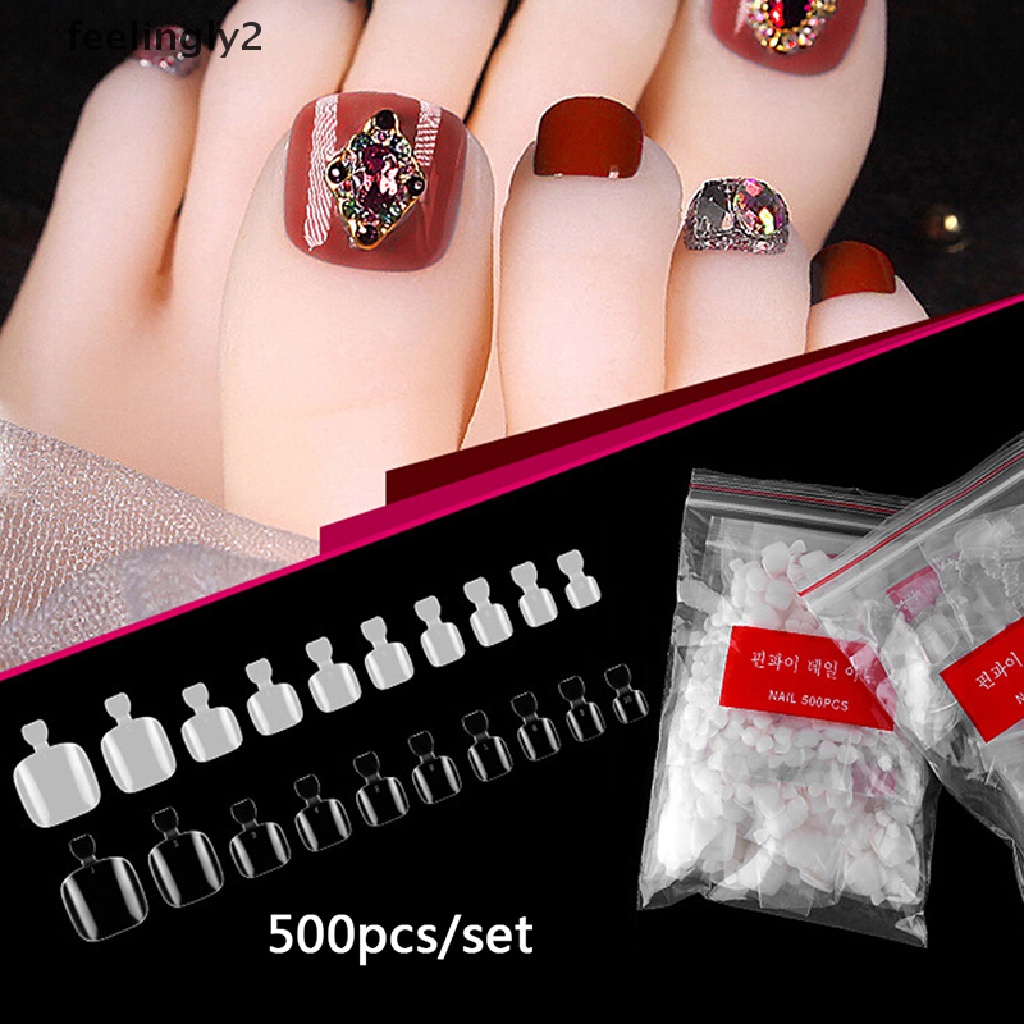 [Hàng mới về] Set 500 móng chân giả bằng acrylic tạo kiểu móng tiện dụng