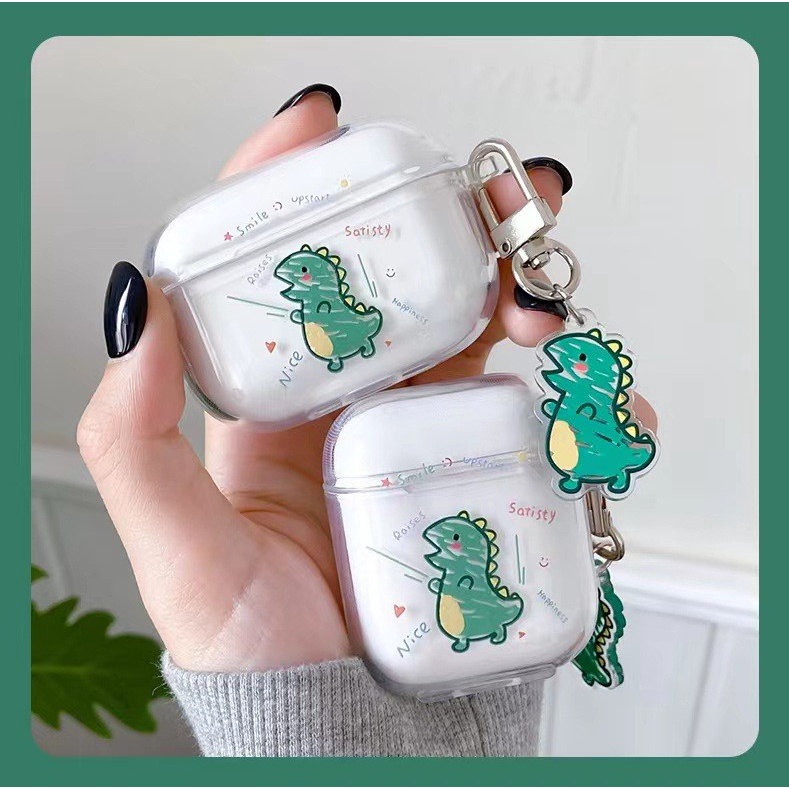 Case TPU dành cho Airpods 1/2/3/ Pro Khủng Long Draw Kèm Khóa Treo