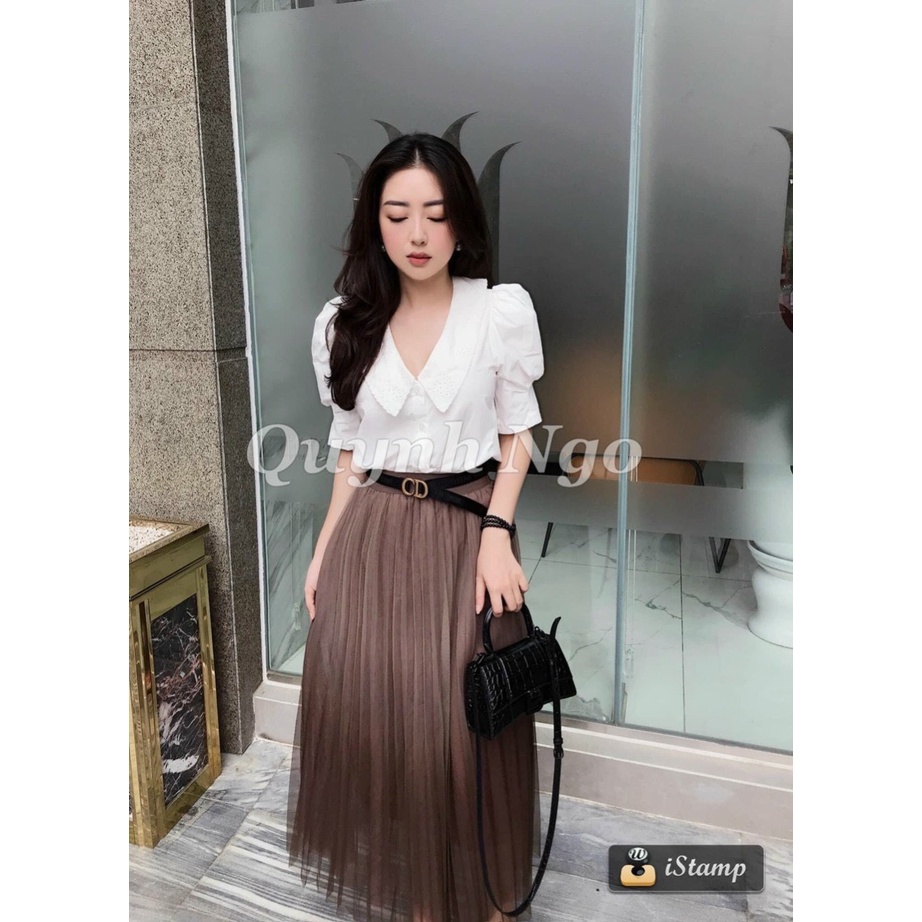 Chân váy xếp ly dài, chân váy lưới loang màu sang xịn lên dáng cực đẹp luôn đúng chất tiểu thư hàng quảng châu cao cấp | BigBuy360 - bigbuy360.vn