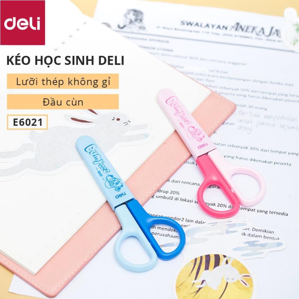 Kéo học sinh 121mm Deli - Hồng/Xanh - 1 chiếc - E6021 [Deli]