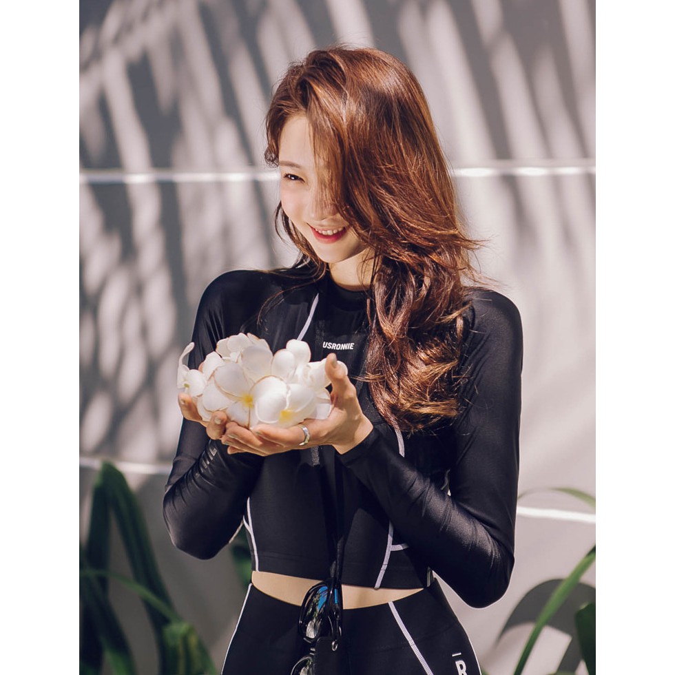 Có sẵn Bộ đồ bơi nữ dài tay croptop 3 mảnh usronnie