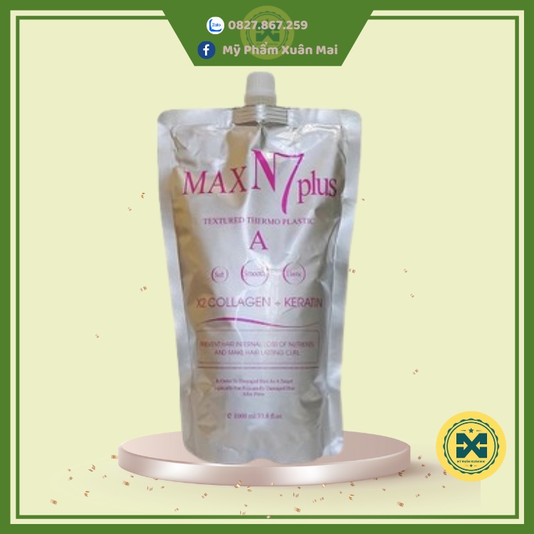 Thuốc Uốn Tóc Xoăn Nóng Max N7 Plus X2 Collagen Keratin Dưỡng Siêu Sóng 1000ml