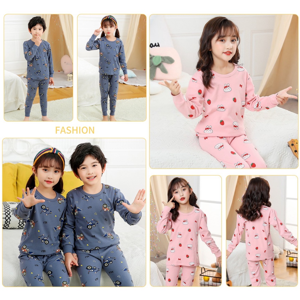 Bộ Đồ Ngủ Tay Dài Chất Liệu Cotton 100-160cm Thời Trang Xuân Thu Cho Bé