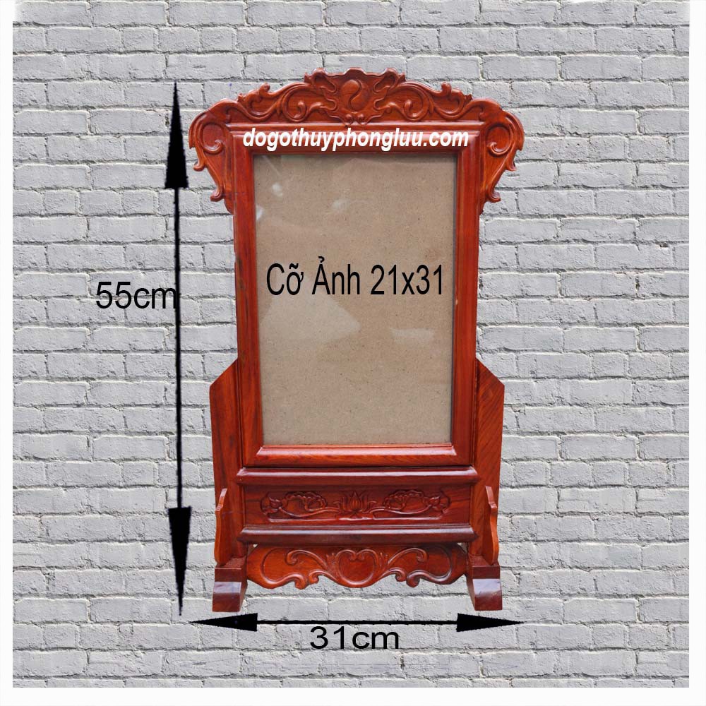 Khung ảnh thờ 21x31 đơn hoa lá tây gỗ hương giá rẻ