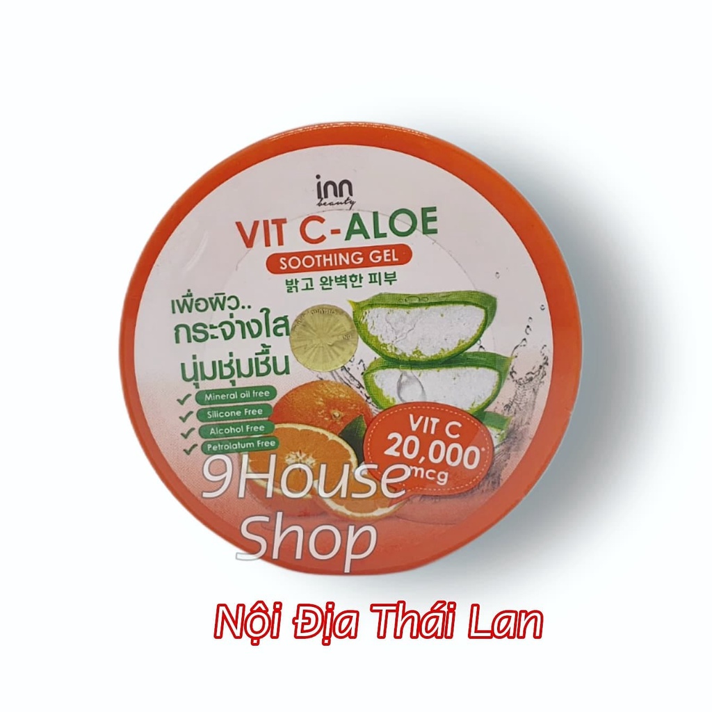 01 Hủ Gel Dưỡng Ẩm Trắng Da Tinh Chất Cam &amp; Nha Đam INN VIT C-Aloe Soothing Gel Thái Lan 100gram (Mặt &amp; Body)