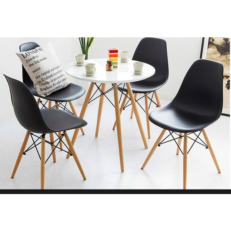 Bàn tròn nhập khẩu Eames mặt gỗ MDf phun sơn cao 72 cm, bàn cà phê