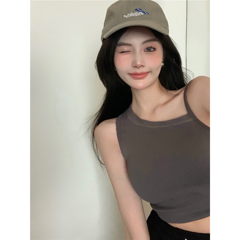 Áo croptop XIAOZHAINV sát nách phong cách Hàn Quốc quyến rũ có 5 màu dành cho nữ