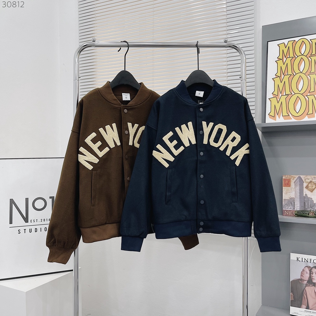 Áo Varsity NEW.YORK hình thêu