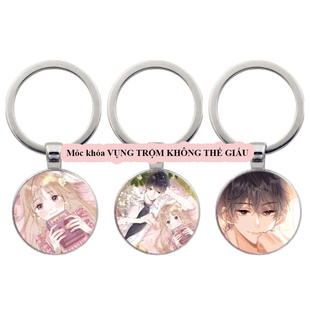 (KL25) Móc khóa tròn kim loại hình TÌNH YÊU THẦM KÍN - vụng trộm không thể giấu manhua anime chibi dễ thương xinh xắn