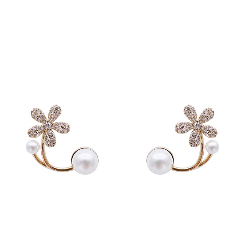 Khuyên tai RINHOO FRIENDSHIP kiểu hoa ngọc trai thời trang thanh lịch cho nữ