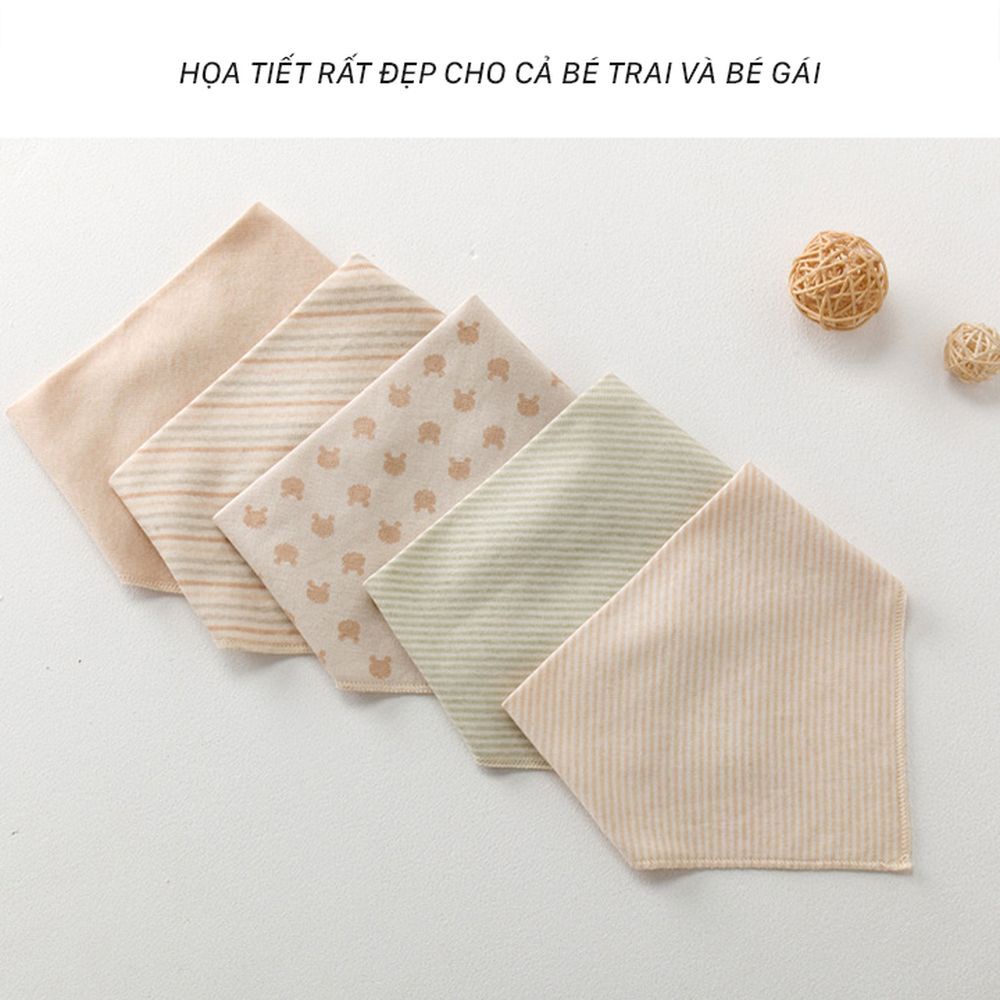 Khăn yếm tam giác Cotton 100% cao cấp, mềm mại, an toàn khăn yếm Organic Shop Bé Titi