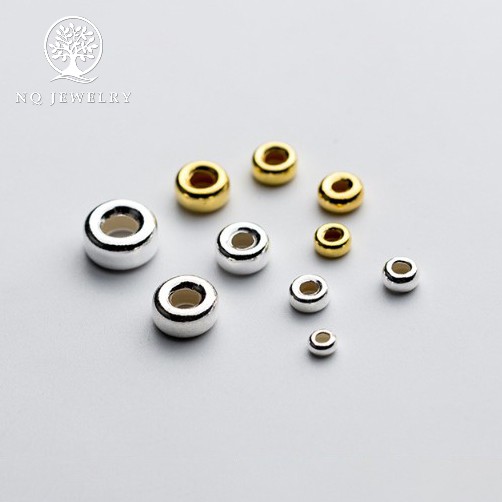 Charm bi bạc hạt dẹp - hạt cườm bạc - NQ Jewelry