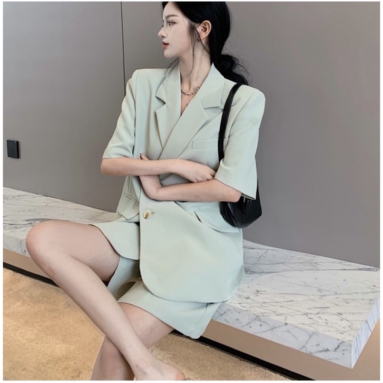 Set áo blazer quần đùi suông mẫu mới 2021