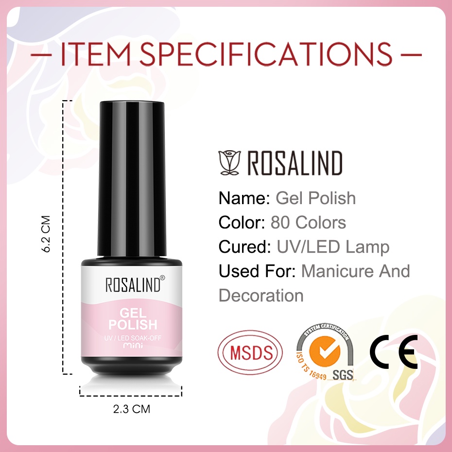 Gel sơn bóng móng ROSALIND 40 màu tùy chọn