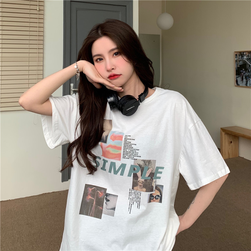 Áo Thun Ngắn Tay In Họa Tiết Thời Trang Cho Nữ