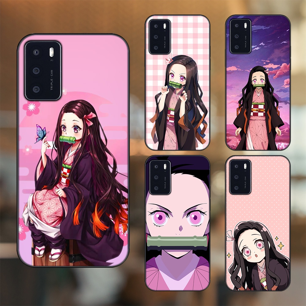 Ốp lưng Oppo A16 viền đen in hình Nezuko Kimetsu no Yaiba