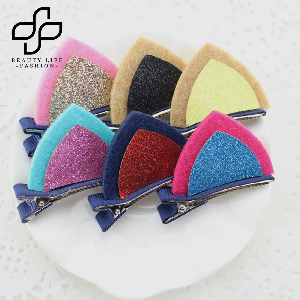 Kẹp tóc tai mèo đính sequin lấp lánh dễ thương dành cho các bé