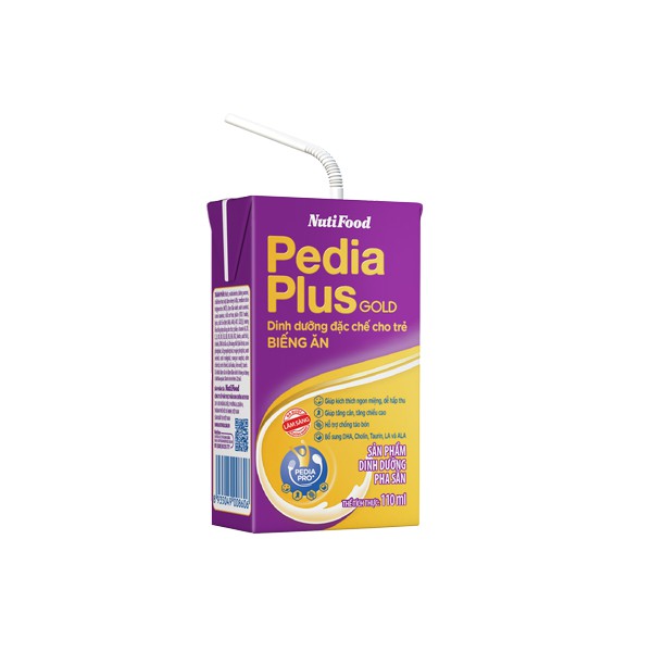 Thùng sữa bột pha sẵn Pedia Plus Gold cho trẻ biếng ăn loại 110ml