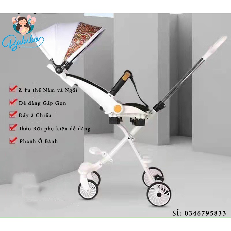 Xe Đẩy 2 Chiều Cho Bé M9, đảo chiều, gấp gọn