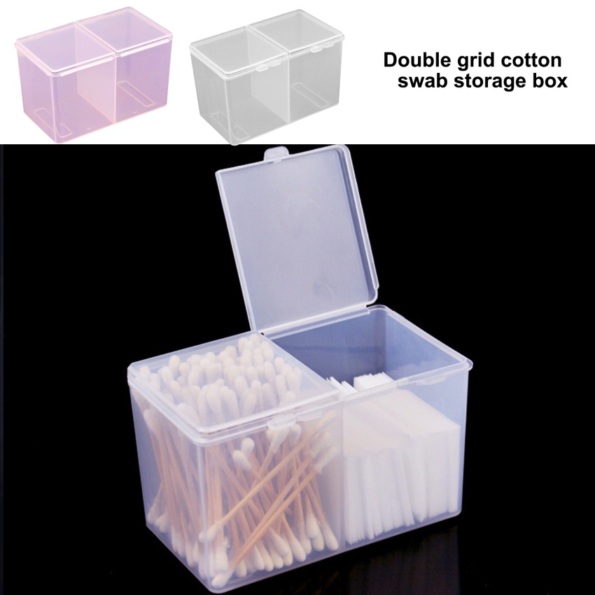 Hộp Đựng Tăm Bông / Bông Tẩy Trang Hai Ngăn Tiện Lợi